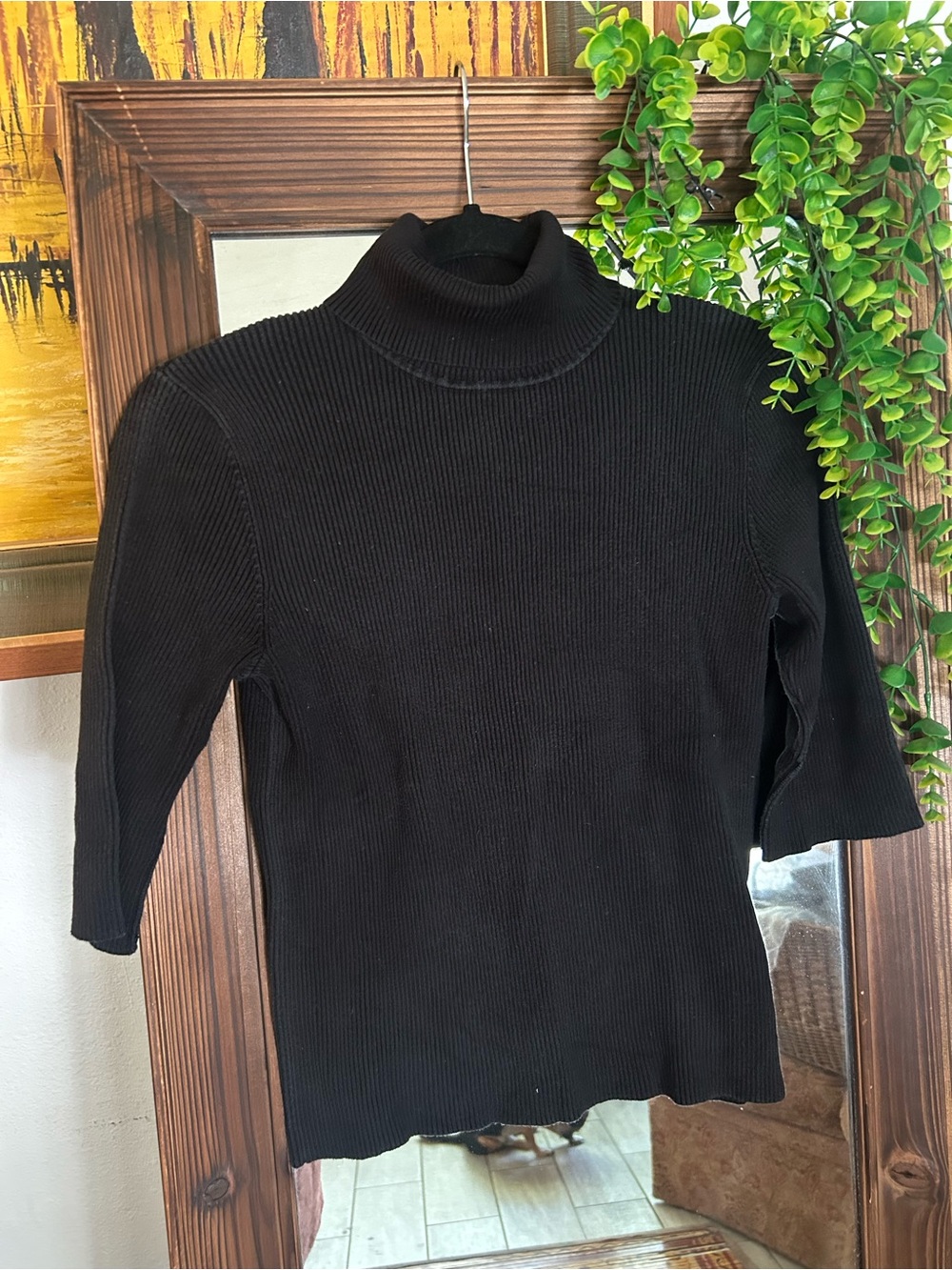 Ralph Lauren Black Turtleneck Ribbed Sweater - Women